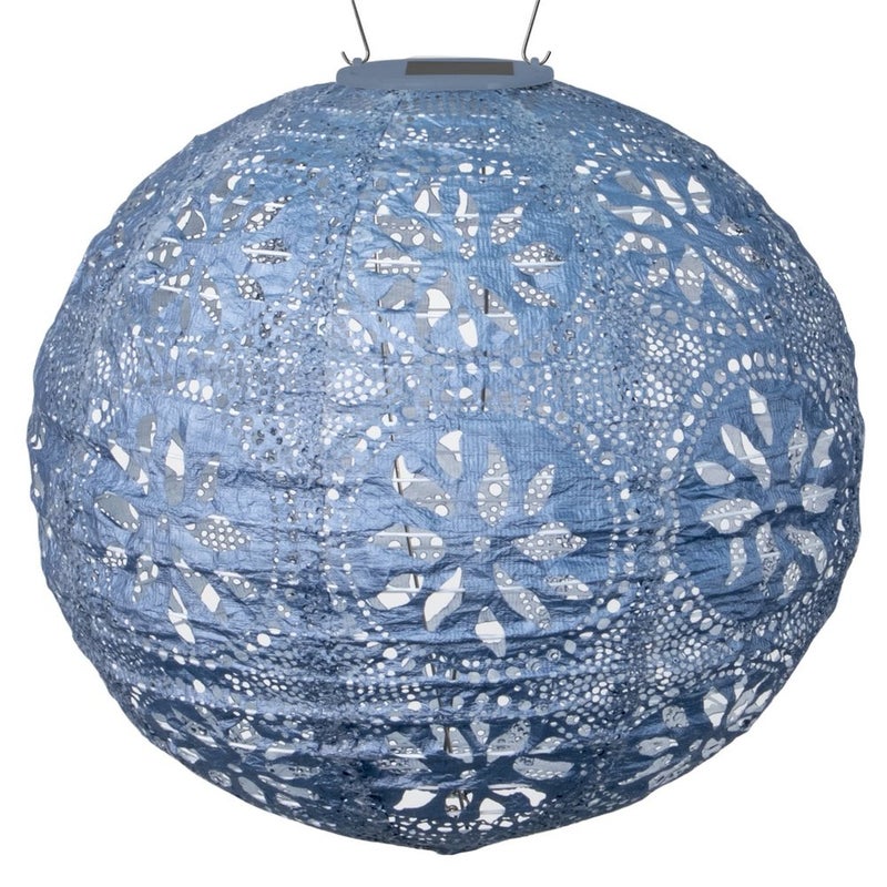 Allsop Home and Garden Soji Stella Boho, LED Outdoor Solar Lantern, Handmade with Weather-Resistant UV Rated Tyvek Fabric, Stainless Steel Hardware, for Patio, Deck, Garden, Color (Metallic Blue) - Image 1